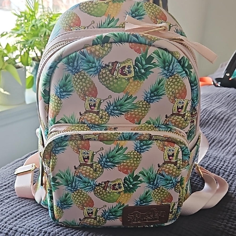 SpongeBob SquarePants Backpack - Pink and Green With Pineapple